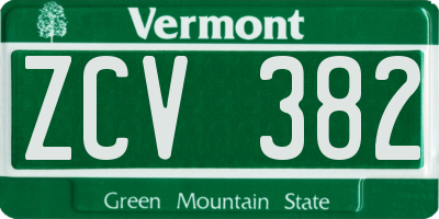 VT license plate ZCV382