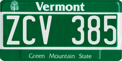 VT license plate ZCV385