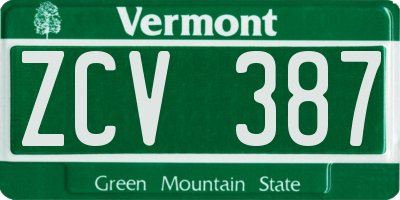 VT license plate ZCV387
