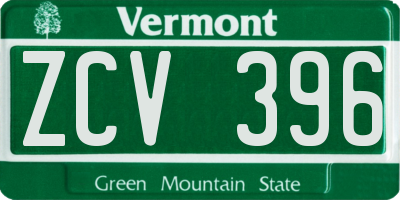 VT license plate ZCV396