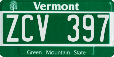 VT license plate ZCV397