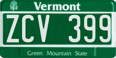 VT license plate ZCV399