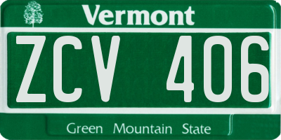 VT license plate ZCV406