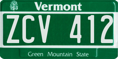 VT license plate ZCV412