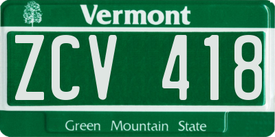 VT license plate ZCV418