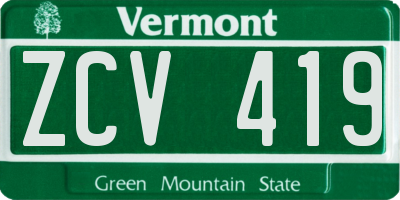 VT license plate ZCV419