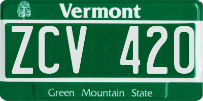 VT license plate ZCV420
