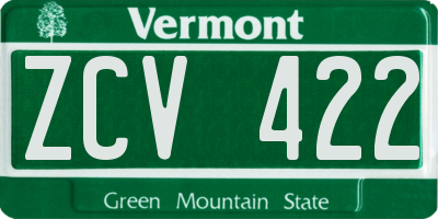 VT license plate ZCV422