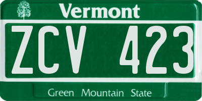 VT license plate ZCV423
