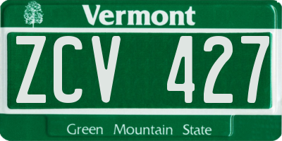 VT license plate ZCV427