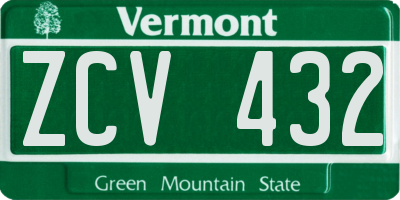 VT license plate ZCV432
