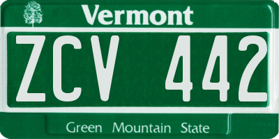 VT license plate ZCV442