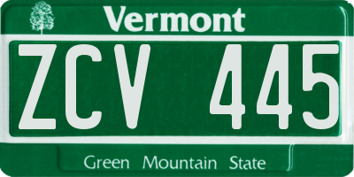 VT license plate ZCV445