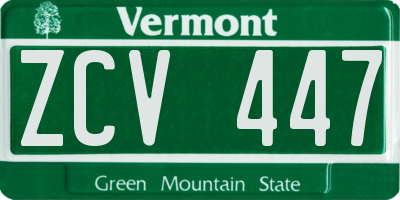 VT license plate ZCV447