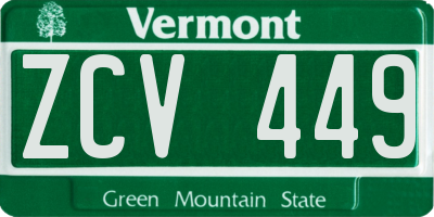 VT license plate ZCV449