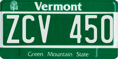 VT license plate ZCV450
