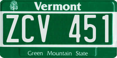 VT license plate ZCV451
