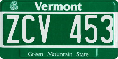 VT license plate ZCV453