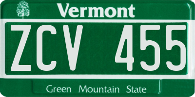 VT license plate ZCV455