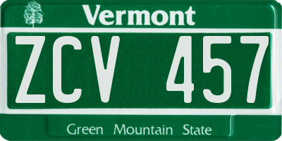 VT license plate ZCV457