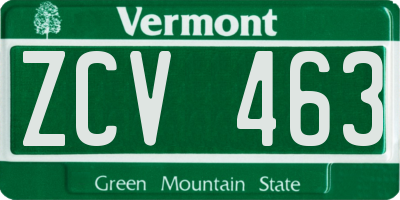 VT license plate ZCV463