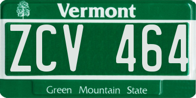 VT license plate ZCV464