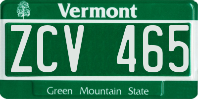 VT license plate ZCV465