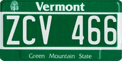 VT license plate ZCV466