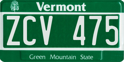 VT license plate ZCV475