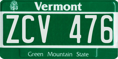 VT license plate ZCV476