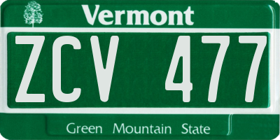 VT license plate ZCV477