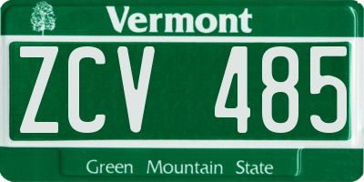 VT license plate ZCV485
