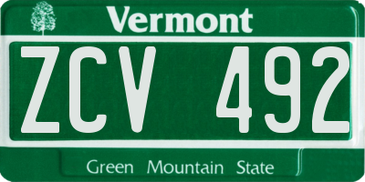 VT license plate ZCV492