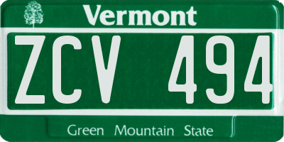 VT license plate ZCV494