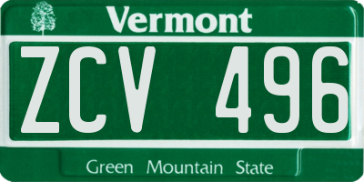 VT license plate ZCV496
