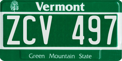 VT license plate ZCV497
