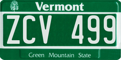 VT license plate ZCV499