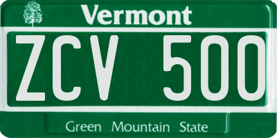 VT license plate ZCV500