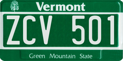 VT license plate ZCV501