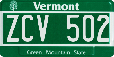 VT license plate ZCV502