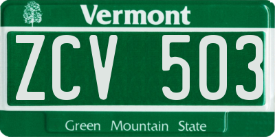VT license plate ZCV503