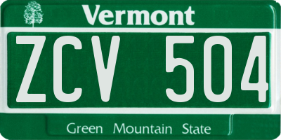VT license plate ZCV504