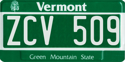 VT license plate ZCV509