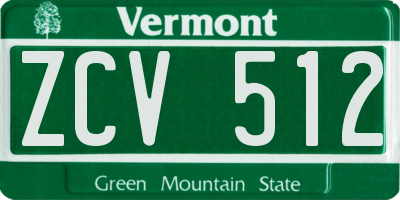 VT license plate ZCV512