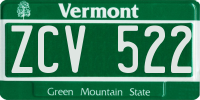 VT license plate ZCV522
