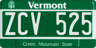VT license plate ZCV525