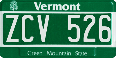VT license plate ZCV526