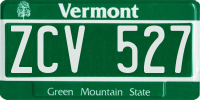 VT license plate ZCV527