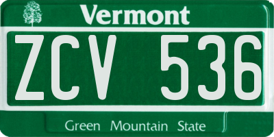 VT license plate ZCV536