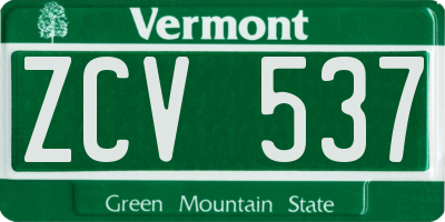 VT license plate ZCV537